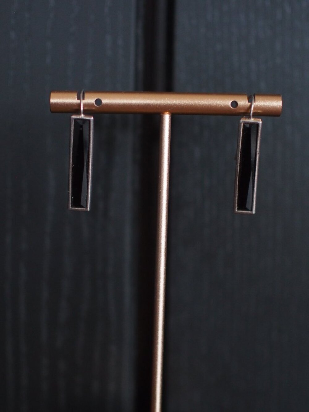 Obsidian Rectangular Drop Earrings - Picture 2 of 5